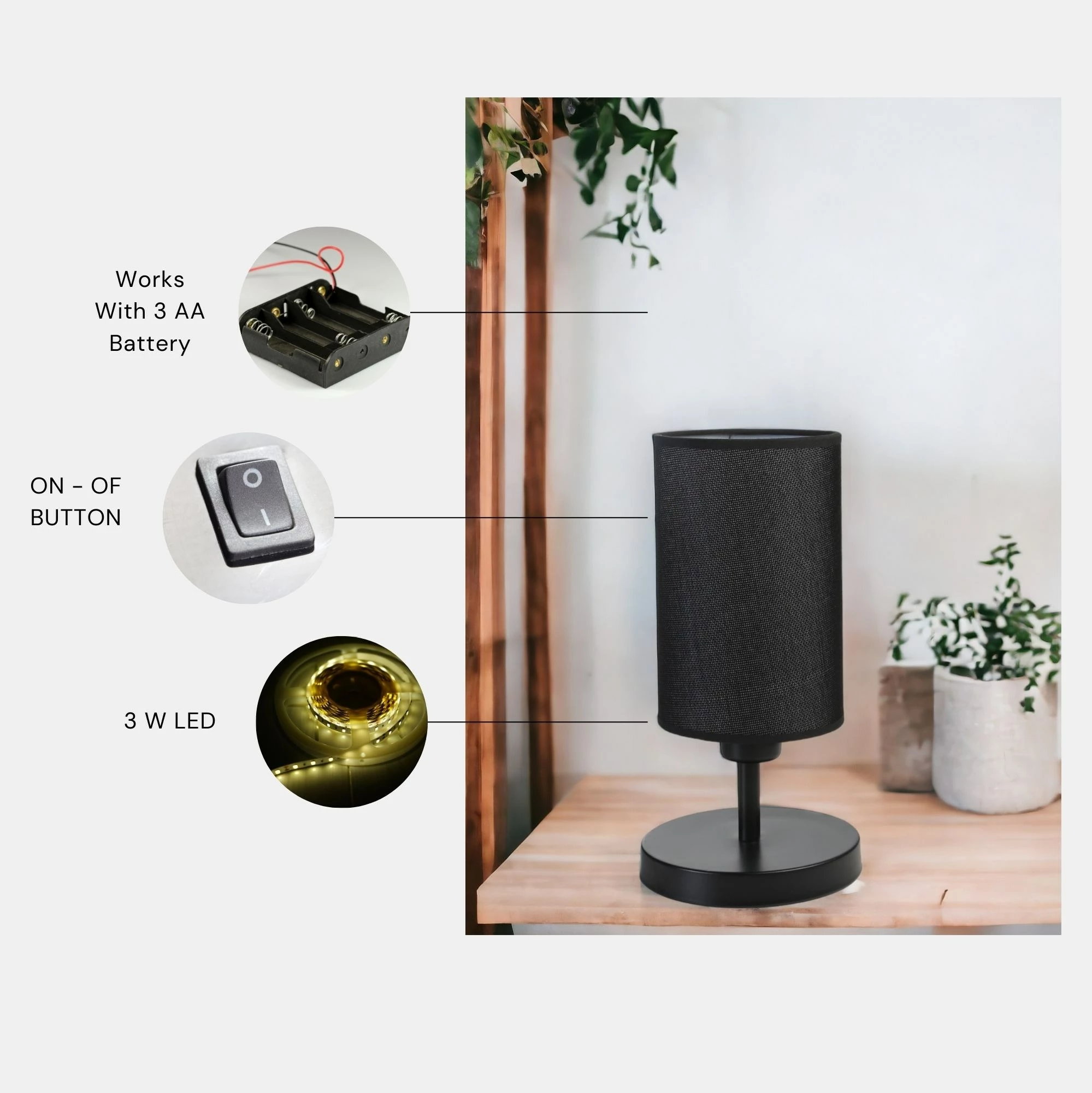 Namizna svetilka Rumeli, Opviq - 8842-1P, črna