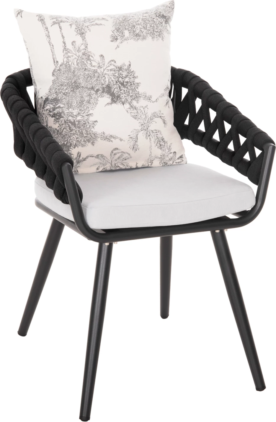 Aluminijasti naslanjač CAMDEN FH6141.01 z blazino na hrbtu v ecru barvi z vzorcem - antracit 56x60x72-87Hcm