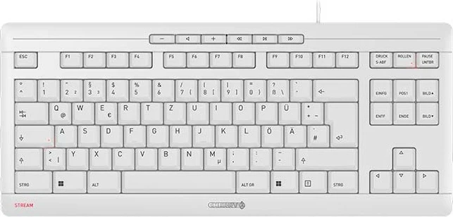 Kompaktna tipkovnica STREAM TKL, Cherry, žična USB, škarjaste tipke, QWERTZ, bela