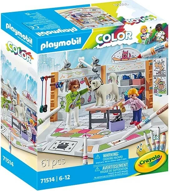 Komplet figuric Playmobil Color Dog Salon 71514 z orodjem za barvanje, 61 kosov