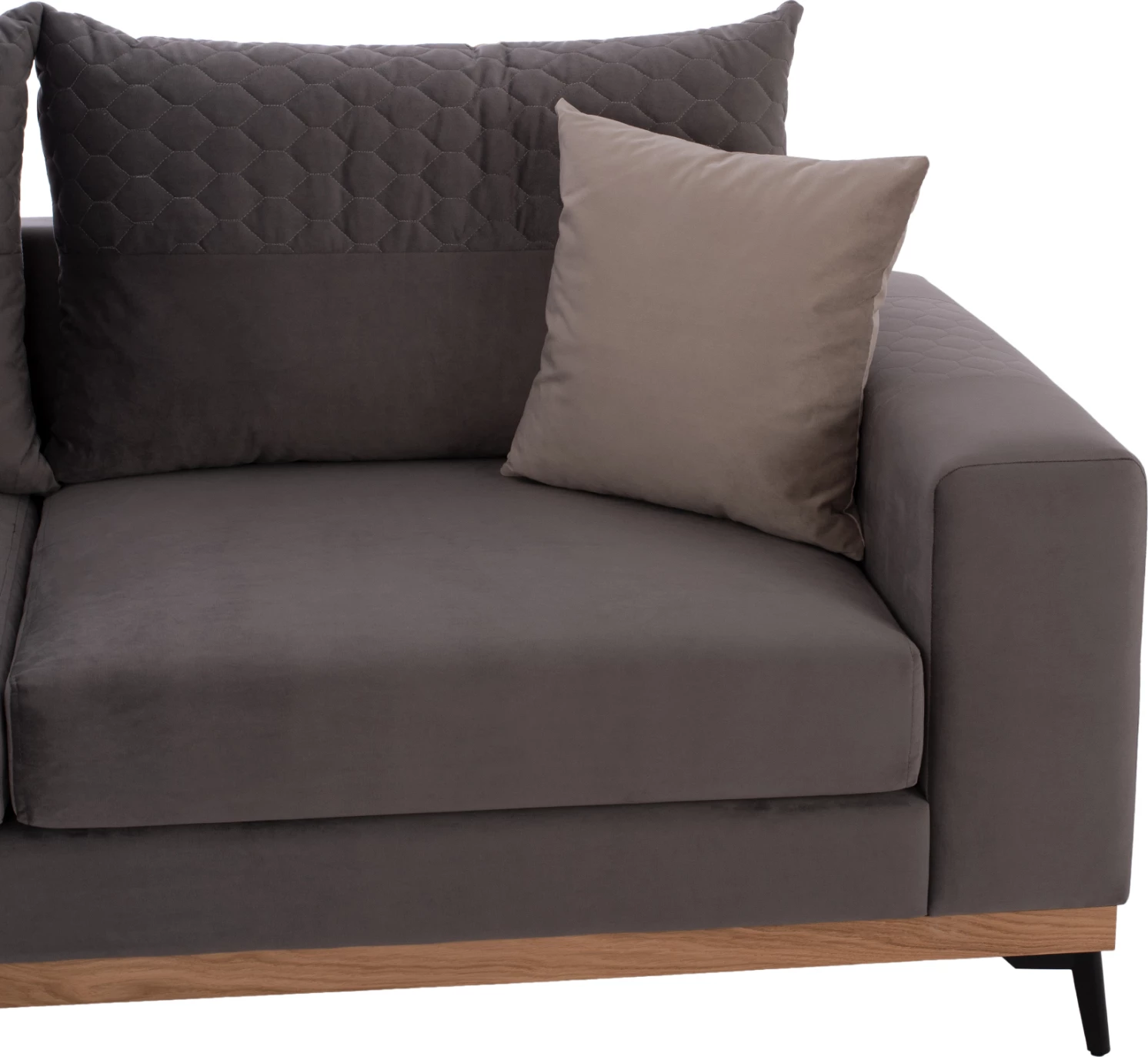 Kotna sedežna garnitura MESINA, siva, visoke noge, 2 kosa, levi kot, tkanina, odporna na madeže in vodo