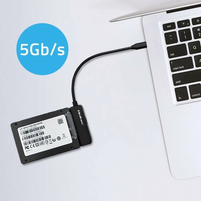 Adapter za SSD/HDD Qoltec 52269, 2,5", USB-C, 2TB, črn