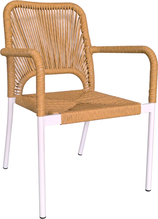 Set za teraso z mizo in stoli Kliton - Norture, aluminij, bela/ naravna, 80x80x74 cm, 3 kosi