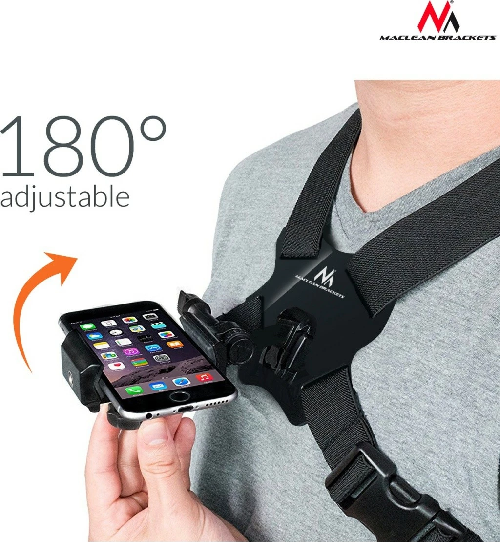 Športni trak za telefon, kamero in GoPro Maclean MC-773, črn