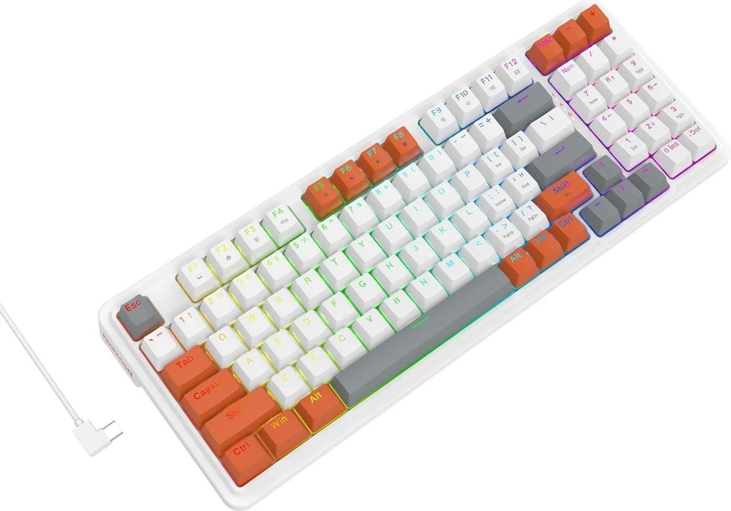 Mehanska tipkovnica RGB, belo-oranžna Redragon K664WOG-RGB Gloria