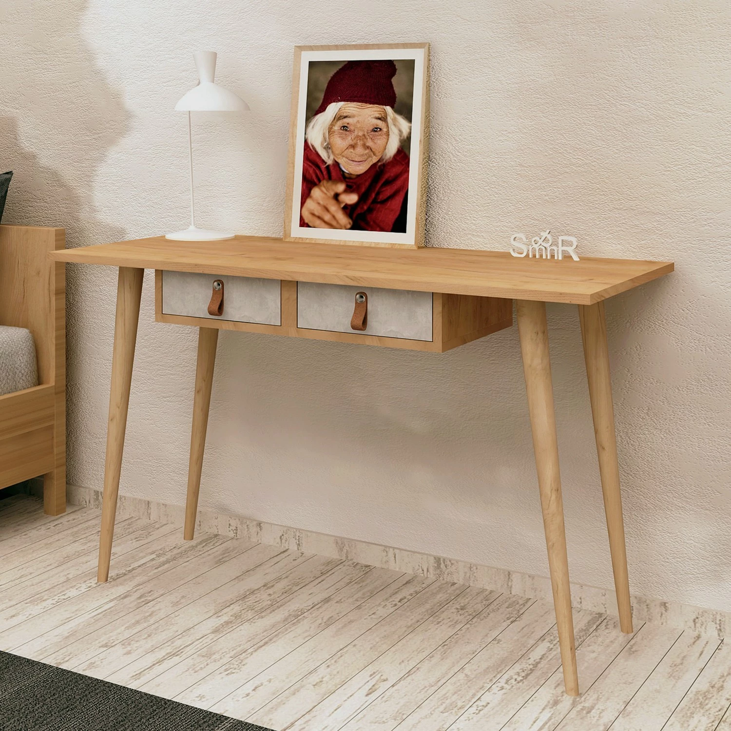 Miza za študij Skye Decor, Soomin, hrast in bela