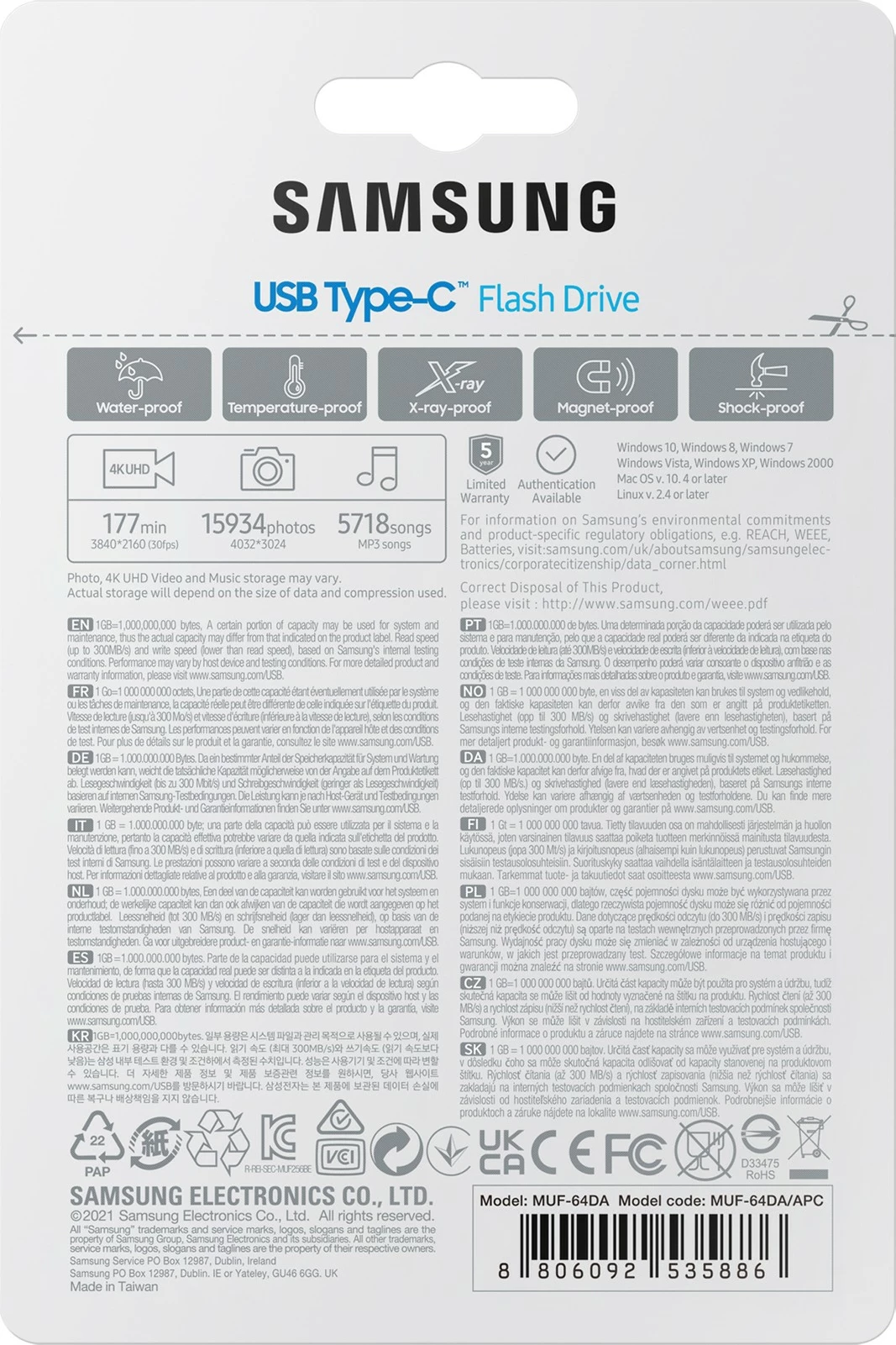 USB ključek 64 GB USB Type-C Samsung MUF-64DA, 3.2 Gen 1, moder