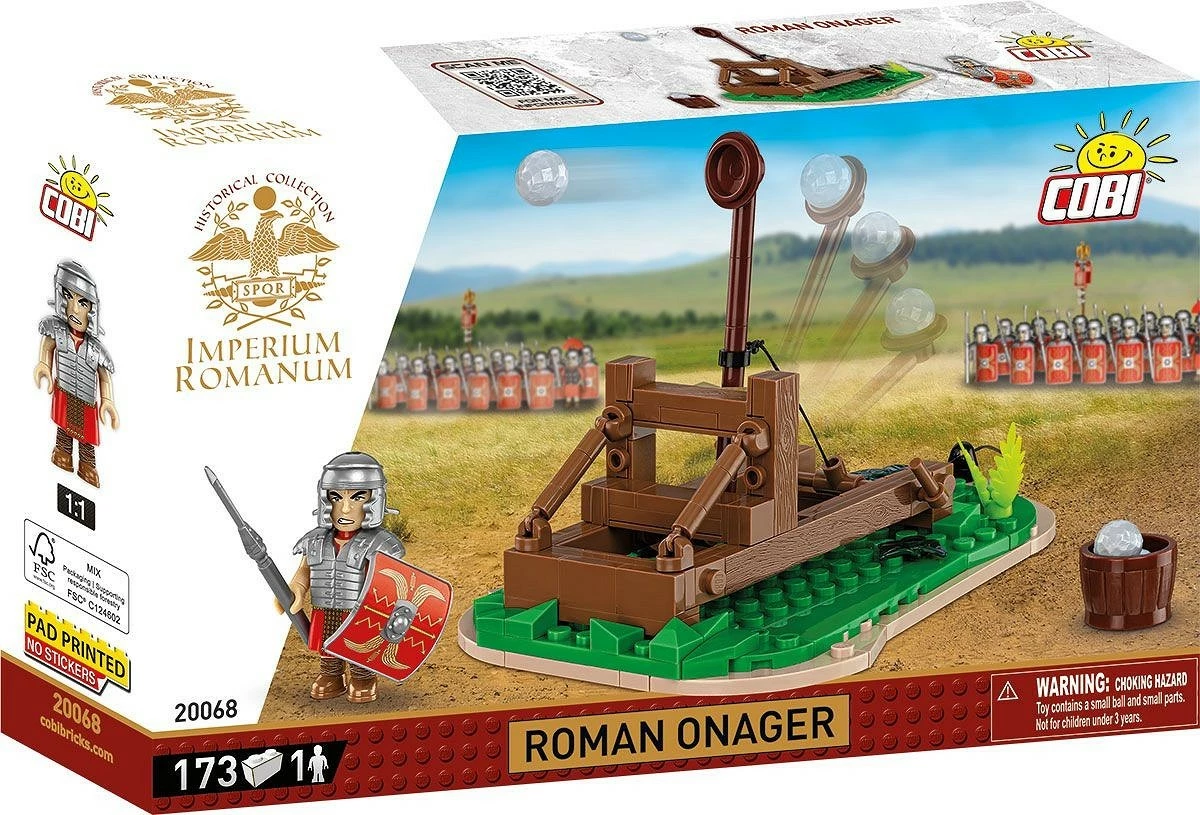 Set gradbenih igrač katapult Onager, Cobi Klocki Imperium Romanum, 173 kocke, z figuro legionarja