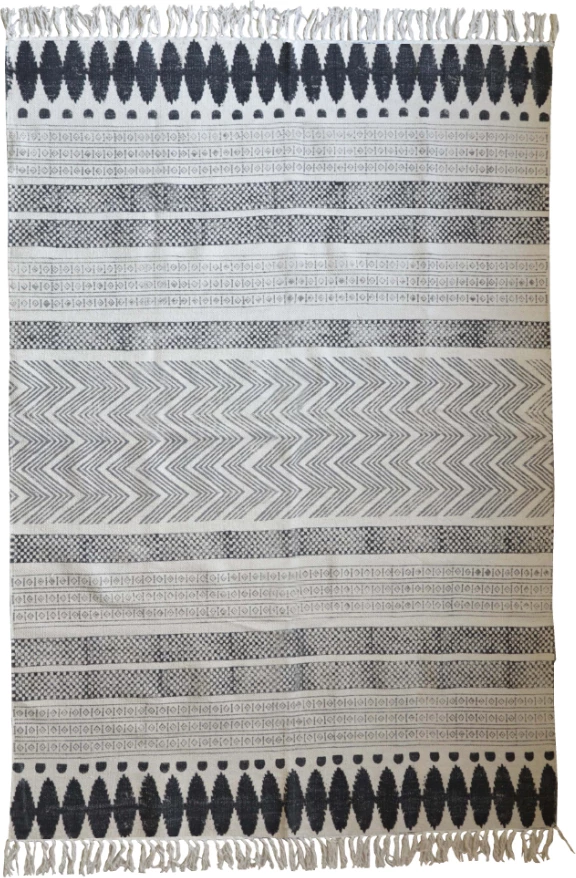 Preproga Hamma 2, bombaž, bež in črna, 190x120 cm