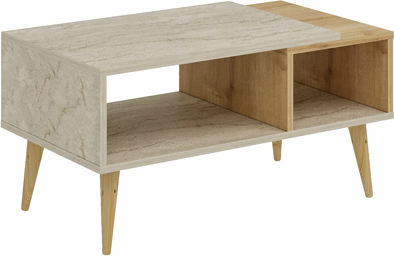 Kavna mizica Skye Decor Austin, travertin, hrast safir