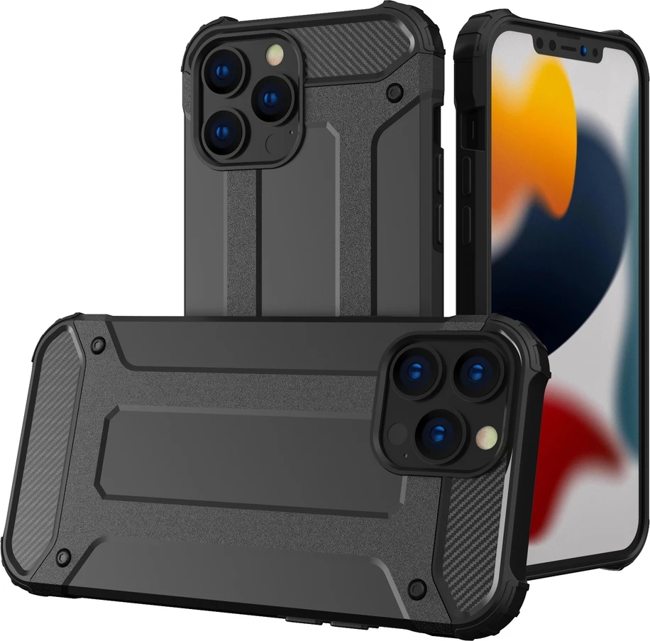 Zaščitni ovitek Hurtel Hybrid Armor za iPhone 13 Pro Max, črn