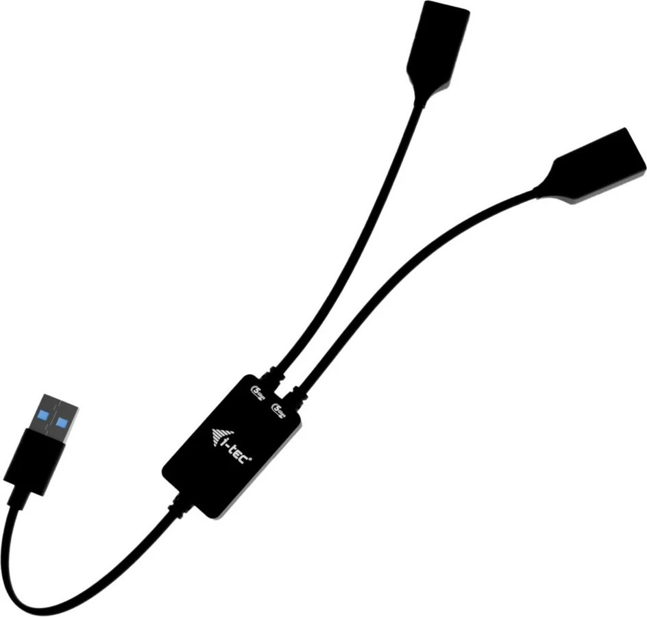 USB-HUB 2 vrat 2x USB-A 3.2 Gen 1, črn, I-Tec