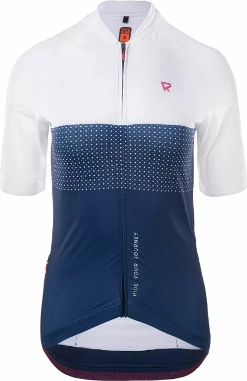 Kolesarska majica za ženske Radvik, bela in temno modra