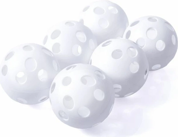 Set 6 belih floorball žogic za otroke Vinex