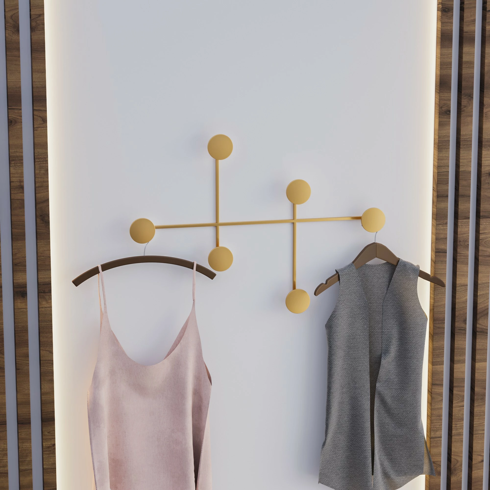 Kovinski stenski obešalnik Wallity Dama-A, zlata, 82 x 60 x 10 cm