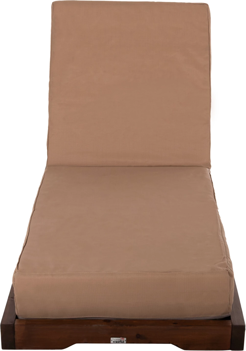 Plažni ležalnik nizki IKARIA FH10622.04 iz borovega lesa v barvi oreha - moka tekstilene - blazina debeline 20 cm