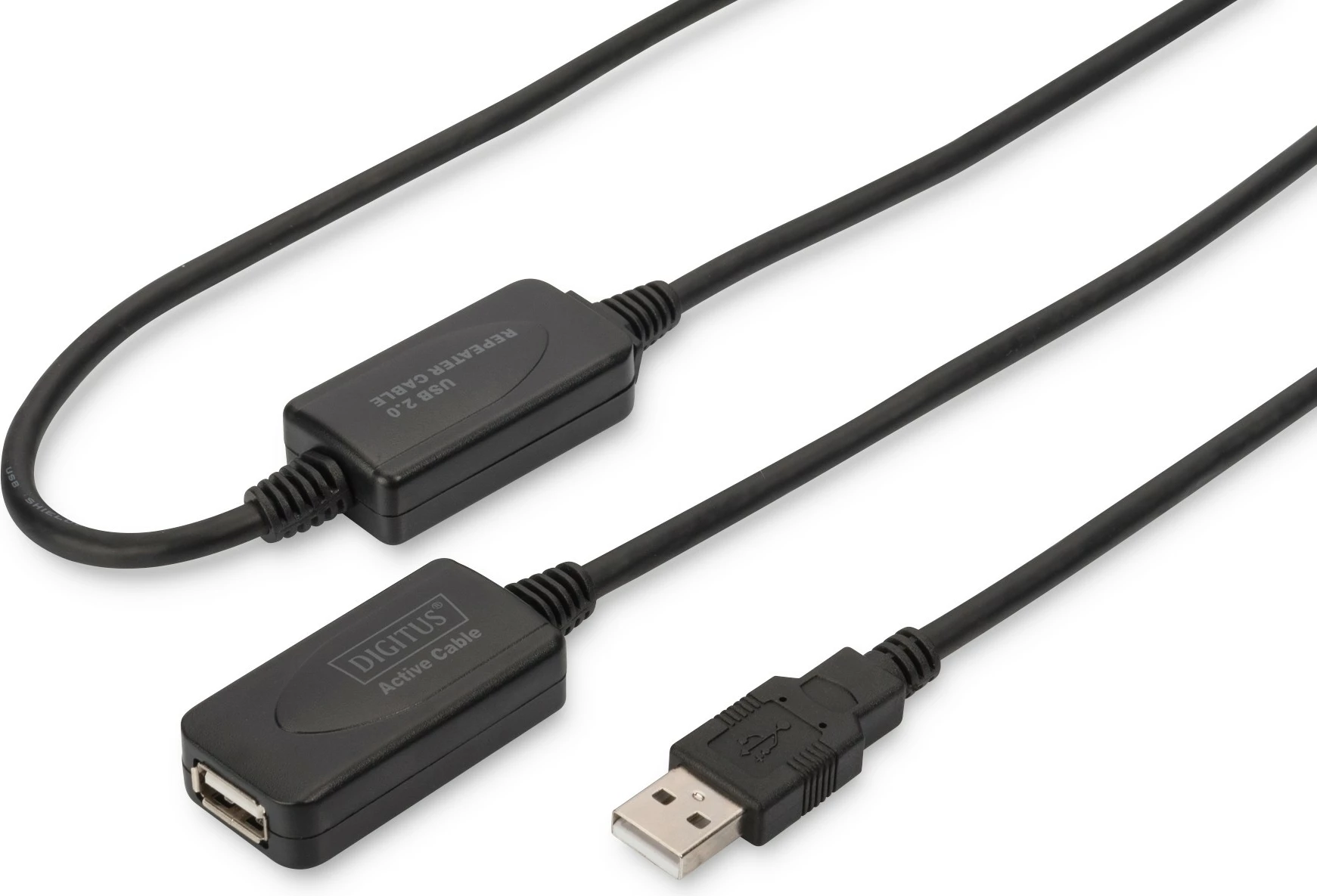 USB podaljševalni kabel 20 m, USB 2.0, črn, Digitus Repeater