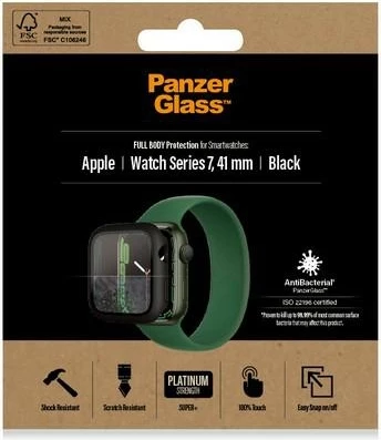 Zaščitni ovitek PanzerGlass za Apple Watch 7/8, 41 mm, črn