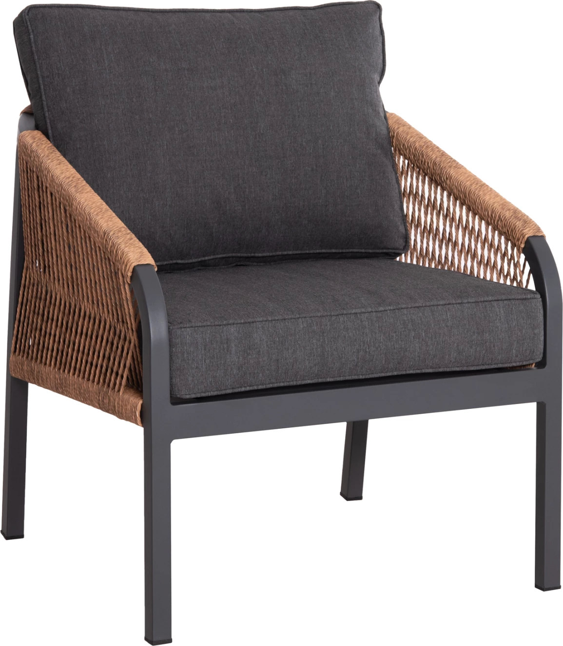 Aluminijasti naslanjač MAYBEL FH6283.01 antracit z rjavim P.E. ratanom 67x74x72-87Hcm