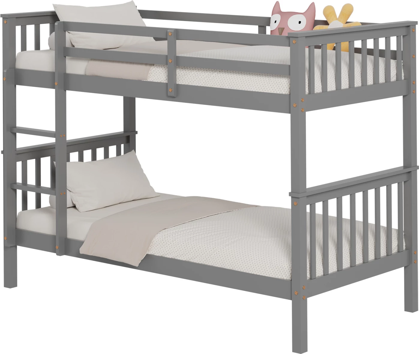 Pograd za otroke LANTAI FH682.05 iz borovega lesa v sivi barvi - vzmetnice 190x90 cm