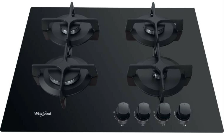 Plinska kuhalna plošča, Whirlpool AKT616NB, 4 gorilniki, steklo, črna