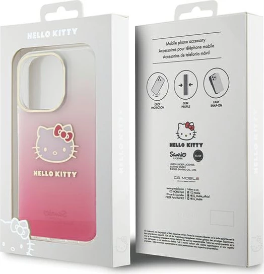 Ovitek za telefon z motivom Hello Kitty IML Gradient Electrop Kitty Head za iPhone 14 Pro Max, rožnat