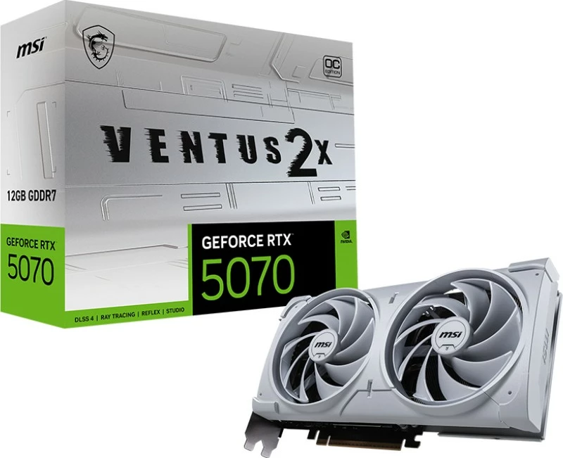 Grafična kartica GeForce RTX 5070 VENTUS 2X OC, MSI, 12 GB, bela