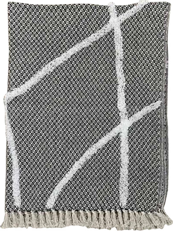 Dekorativna odeja SAGA, bombaž-poliester, bela-črna, 130x170 cm