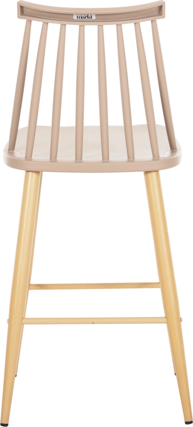 Barski stol srednje višine VANESSA FH9300.25 kapučino PP & kovinske noge v barvi lesa 45,5x46x97Hcm, set 2 kosov