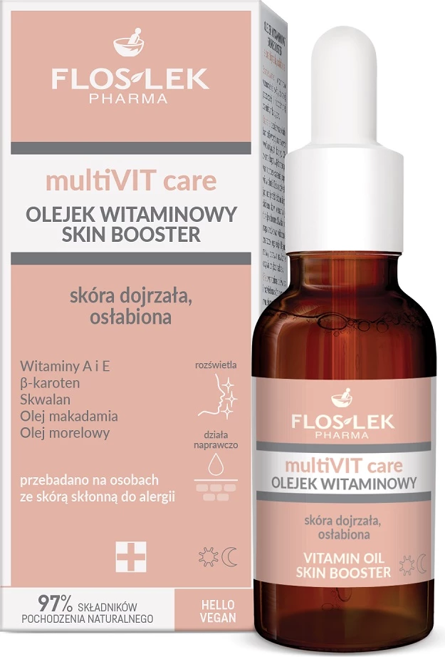 Vitaminsko olje za obraz za ženske multiVIT care, Floslek, 30 ml