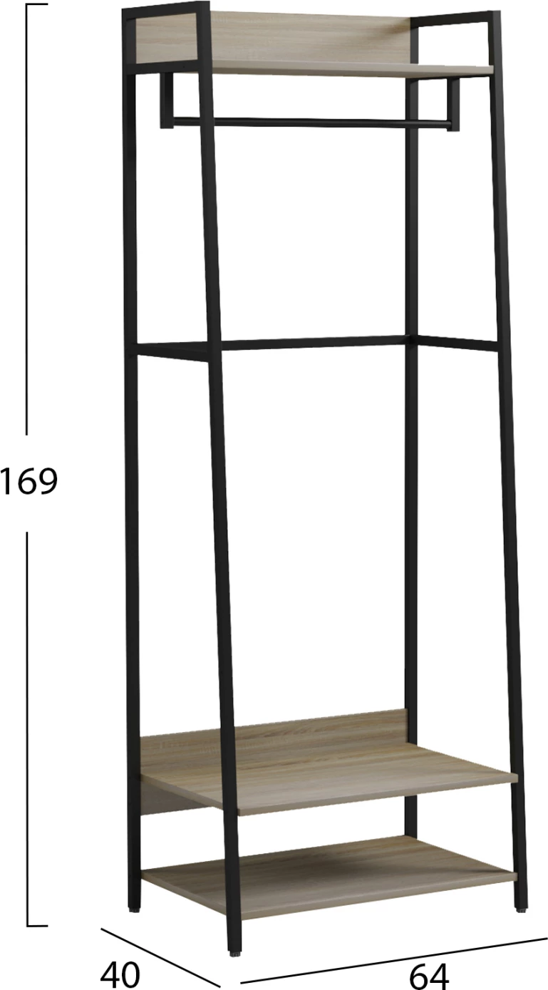 Pohištvo za predsobo/odprta garderobna omara ARANJA FH18085 kovina-melamin 64x40x169H cm