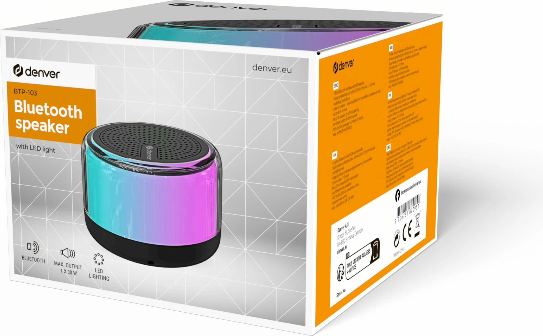 Prenosni Bluetooth zvočnik Denver BTP-103, moder