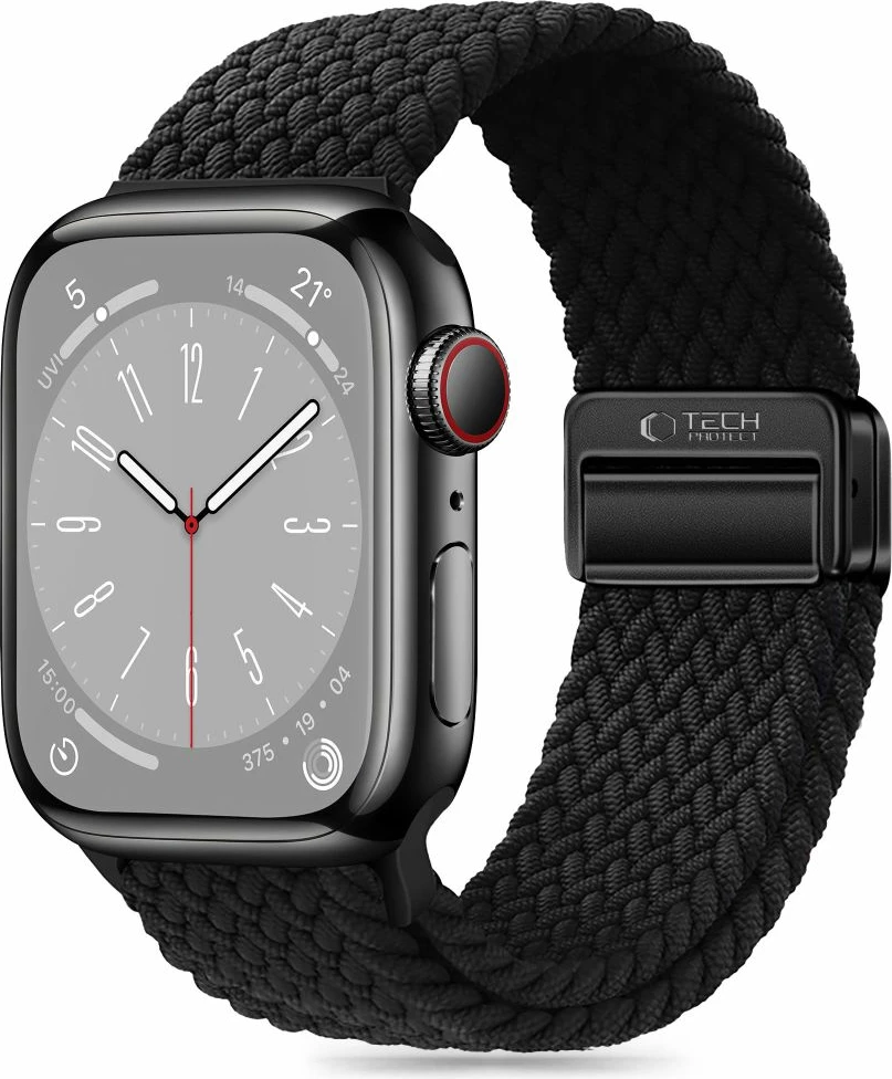 Najlonski pas za pametno uro Tech-Protect Nylonmag, za Apple Watch 4/5/6/7/8/9/SE/Ultra 1/2 (42/44/45/49 mm), črn