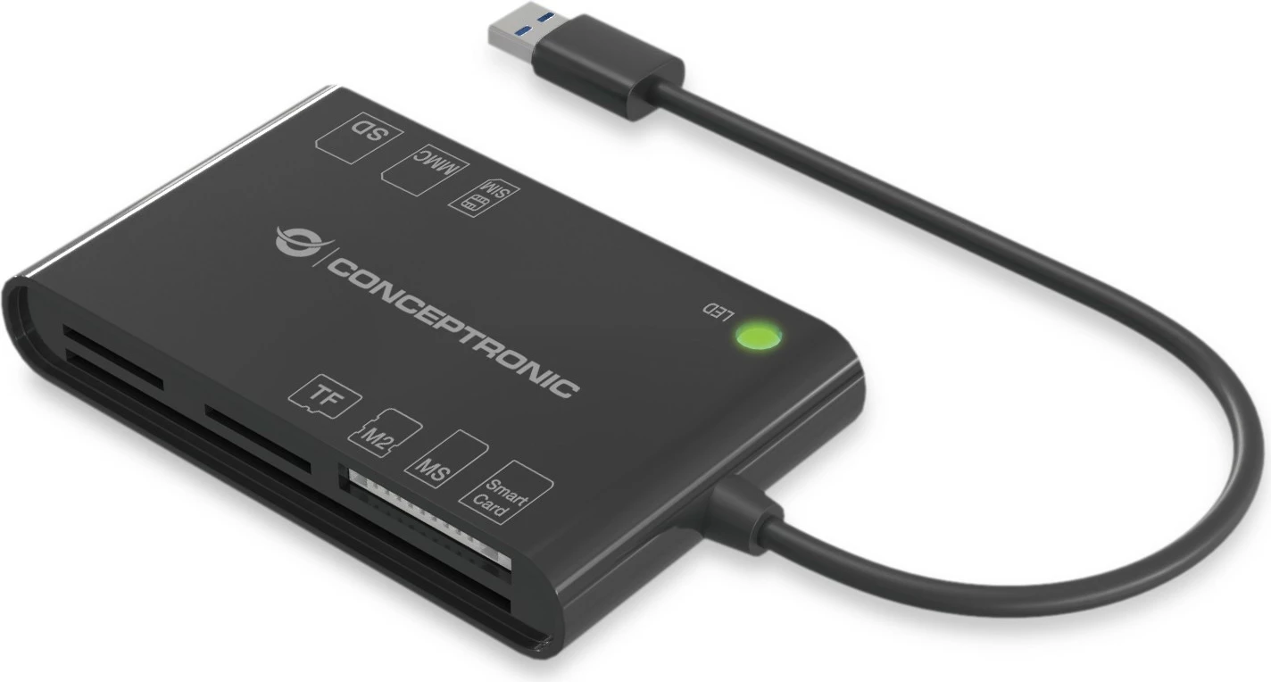 Bralnik kartic Conceptronic USB-A 2.0 7-v-1, črn
