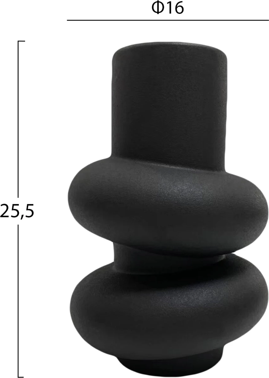 Keramična dekoracija za mizo ROOK FH4627.02 mat črna Φ16x25,5Hcm