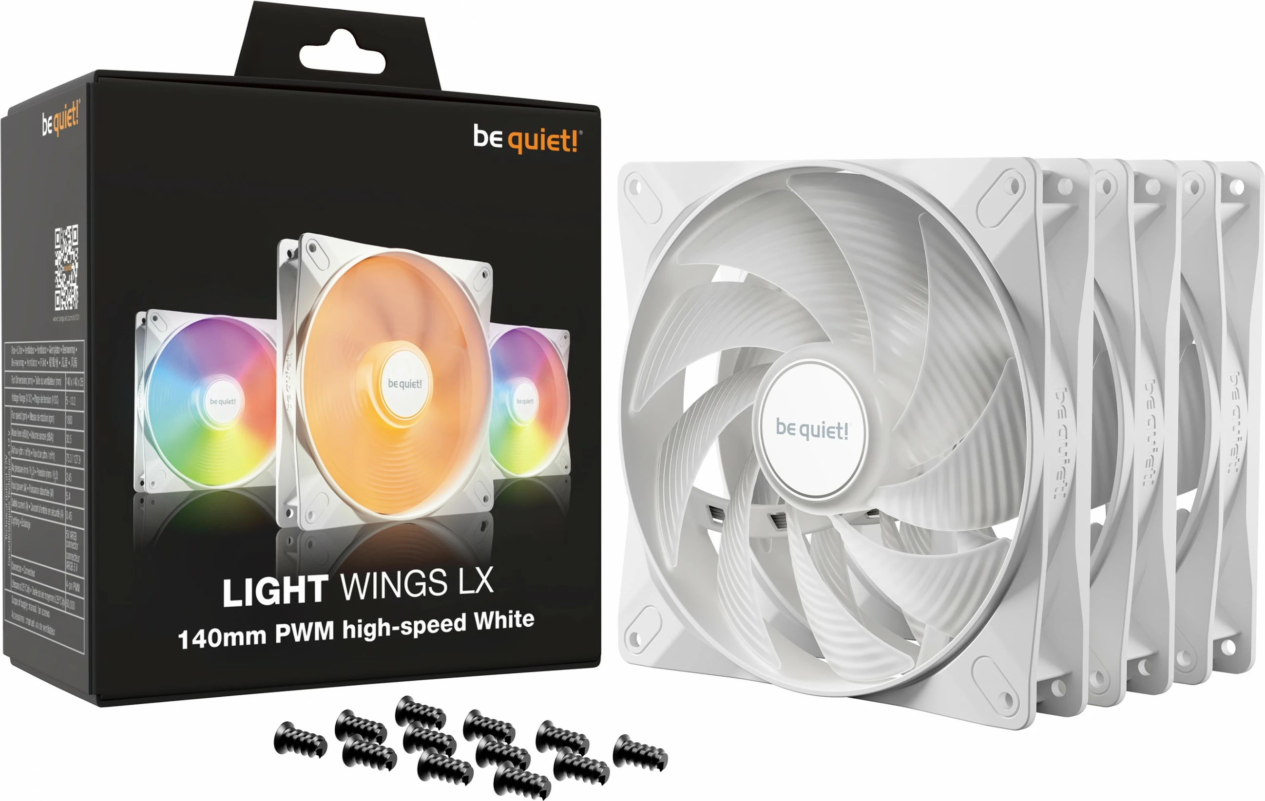 Ventilator 140 mm LIGHT WINGS LX PWM high-speed, Be Quiet!, komplet treh, bel
