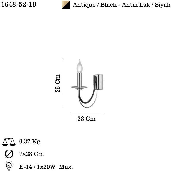 Stenska svetilka Opviq Ferra - 52-19, antik lak