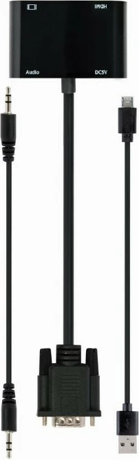 Konverter signala VGA v HDMI Gembird A-VGA-HDMI-02, 15 cm, črn