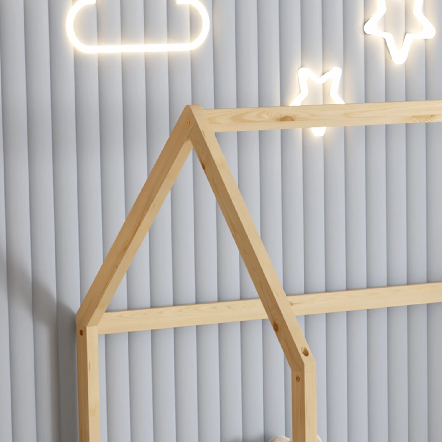 Postelja za otroke s ograjo PHYLLIS FH679.01 t.MONTESSORI iz masivnega borovega lesa v naravni barvi - 190x90cm