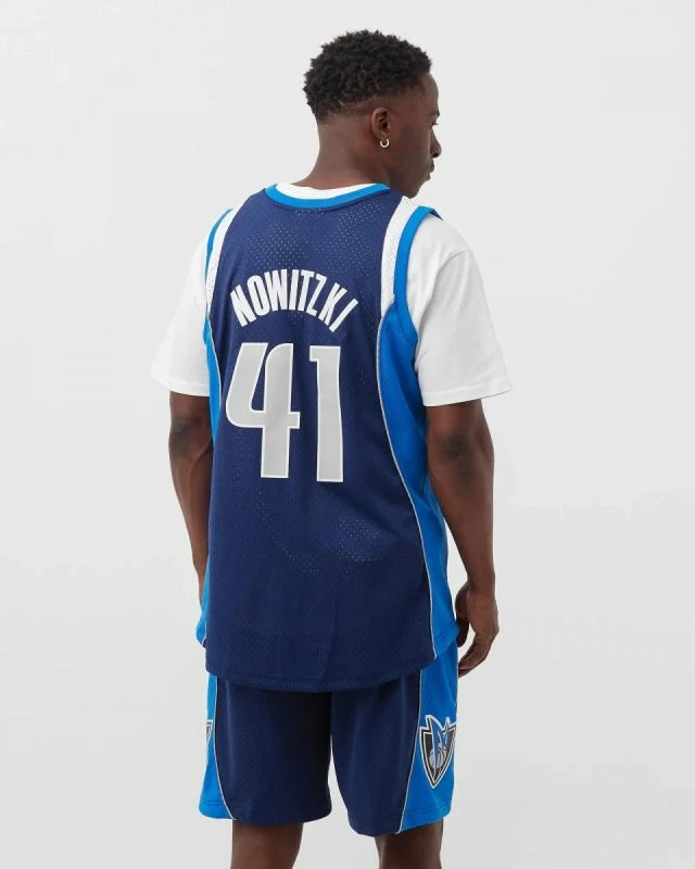 Športna majica NBA Swingman Dallas Mavericks Dirk Nowitzki, Mitchell & Ness, temno modra