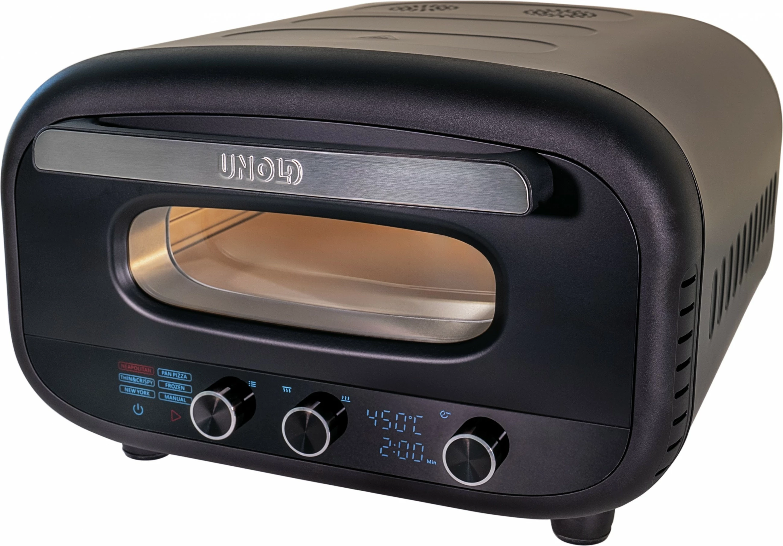 Pizza pečica, Unold 68805, 1 pica, 30 cm, digitalna, 450 °C, črna