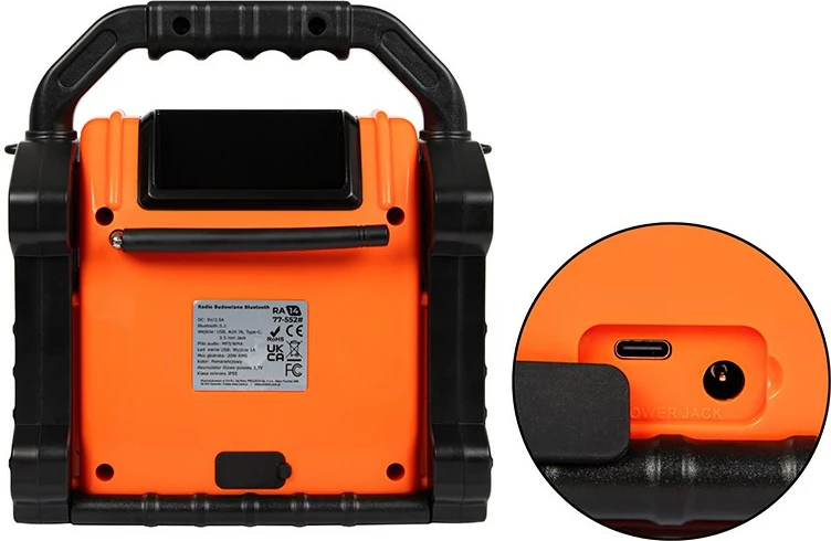 Prenosni radio BLOW RA14, 20 W, Bluetooth, powerbank, LED, črno/oranžen