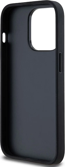 Ovitek za telefon z vzorcem šahovnice in potiskanim črtami, DKNY Leather, za iPhone 14 Pro, črn