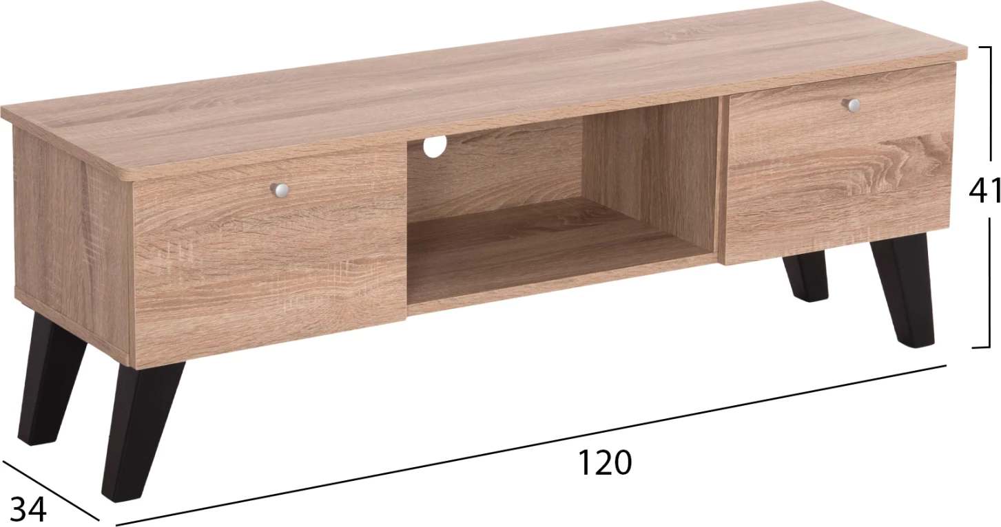 TV pohištvo IREN FH2481.01 melamin v sonoma hrast-črni 120x32,5-34x41H cm
