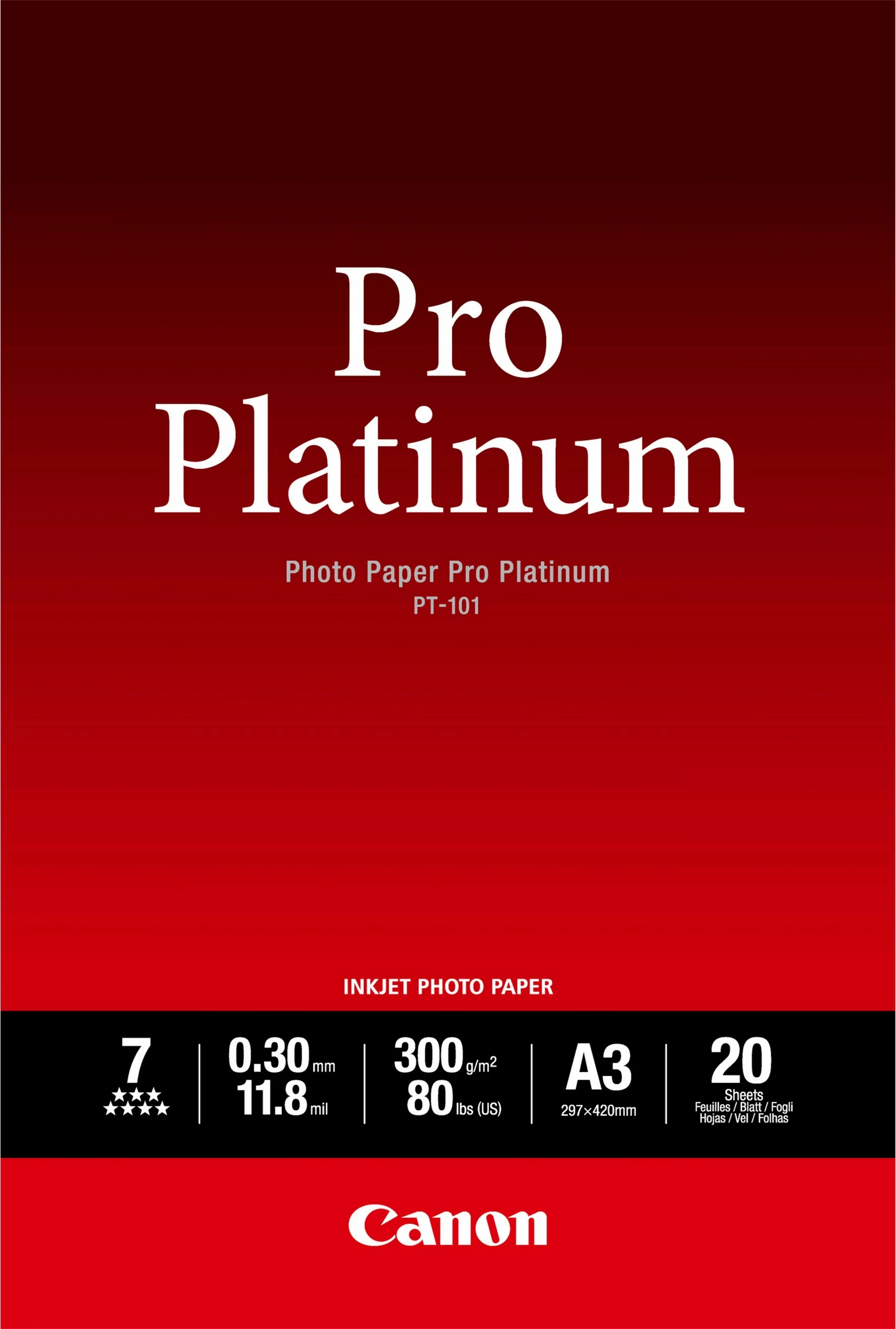 Fotografski papir Pro Platinum PT-101 Canon, A3, 20 listov