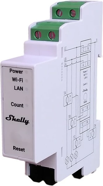 Merilnik energije Shelly Pro 3EM-3CT63, WLAN LAN, DIN-Rail