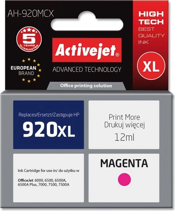 Nadomestna barva Activejet AH-920MCX za tiskalnik HP, 12 ml, vijolična