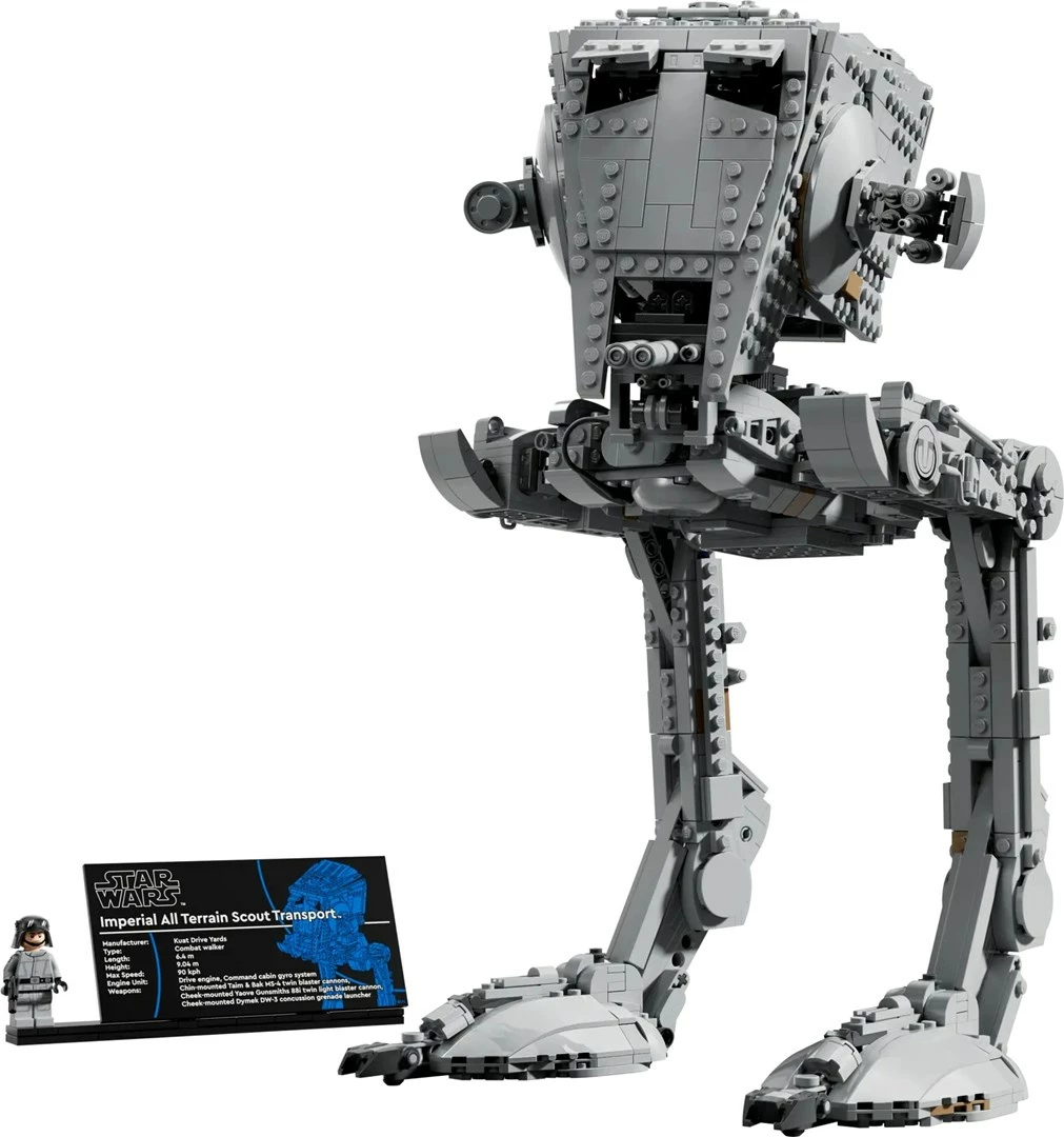 Podroben model AT-ST Walker iz Star Wars, LEGO 75417, za odrasle, s minifiguro, siva