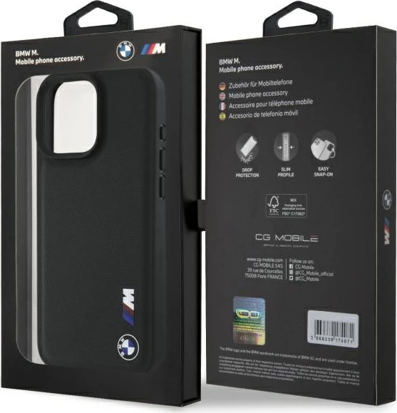 Ovitek za telefon z gladkim gumijastim logotipom BMW za iPhone 16 Pro Max, črn