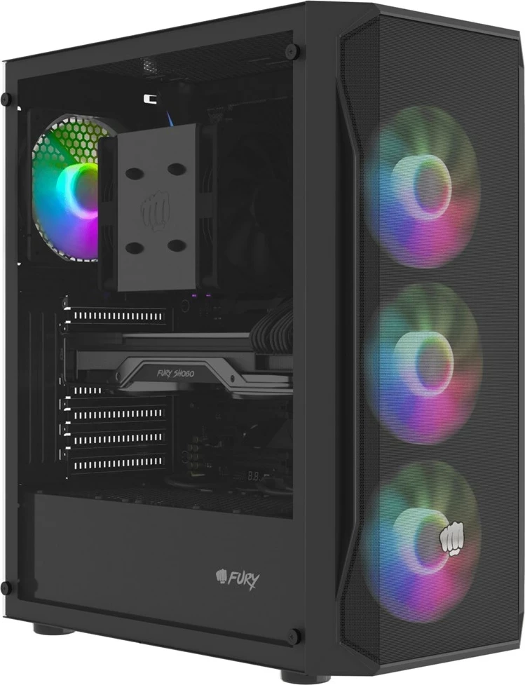 Konzola FURY Shobo SH4F RGB Midi Tower, črn